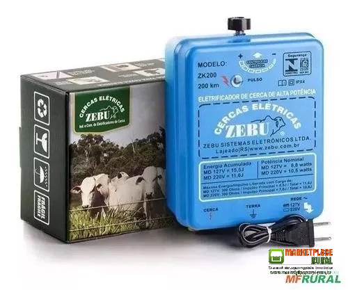 Eletrificador de Cerca Rural ZK200 15,5 Joules ZK200 Raio de ação 5400 Metros ZEBU