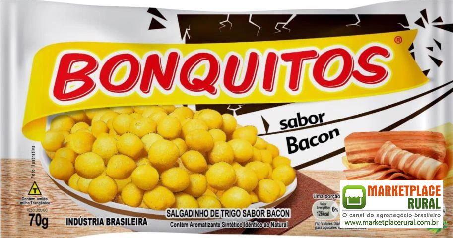 Salgadinhos de trigo bonquitos sabor Bacon