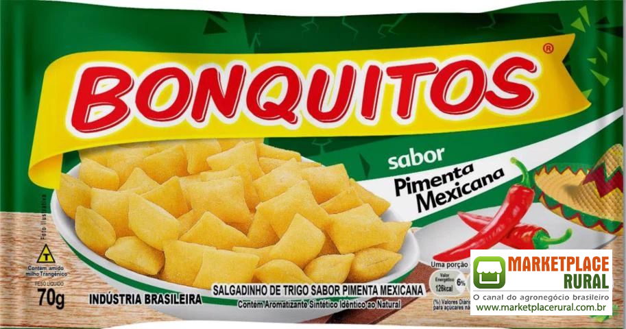 Salgadinhos de trigo bonquitos sabor Pimenta Mexicana