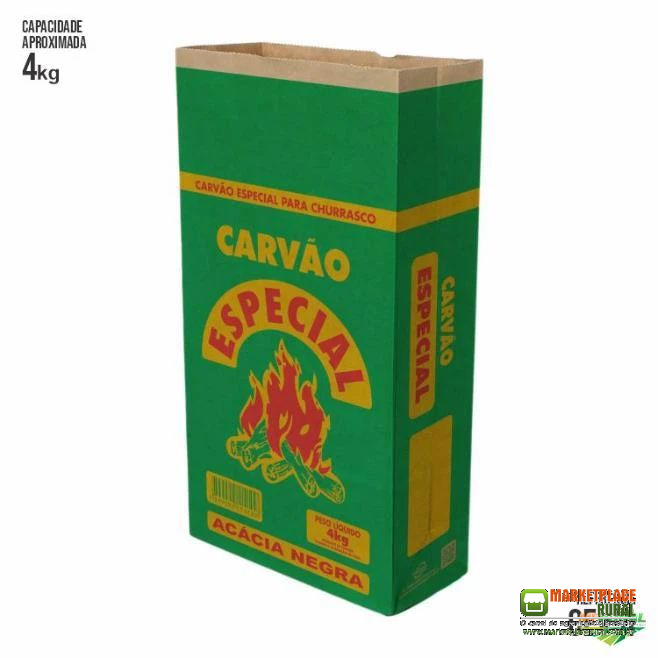 Embalagem Papel Saco P/ Carvão Especial Verde 4kg - 100 unidades