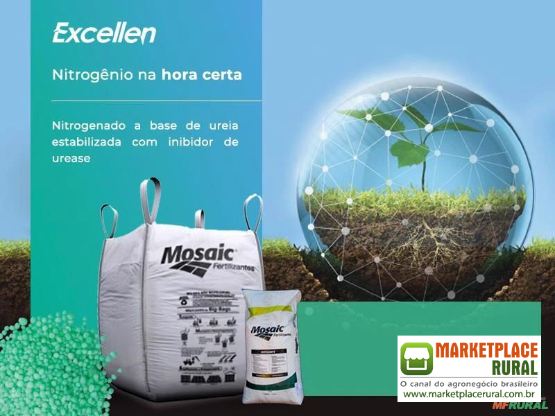 Fertilizante Excellen, Nitrogenado a base de Uréia estabilizada com NBPT | Mosaic Fertilizantes