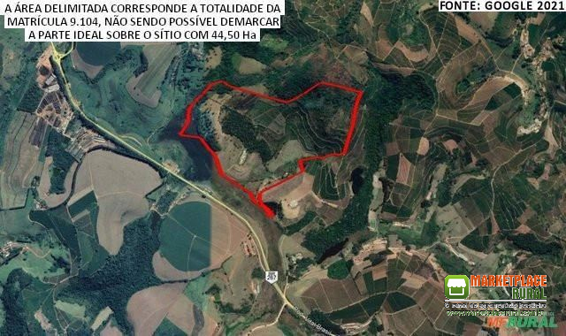 Parte ideal sobre Sítio c/ 44,50 hectares em Machado/MG